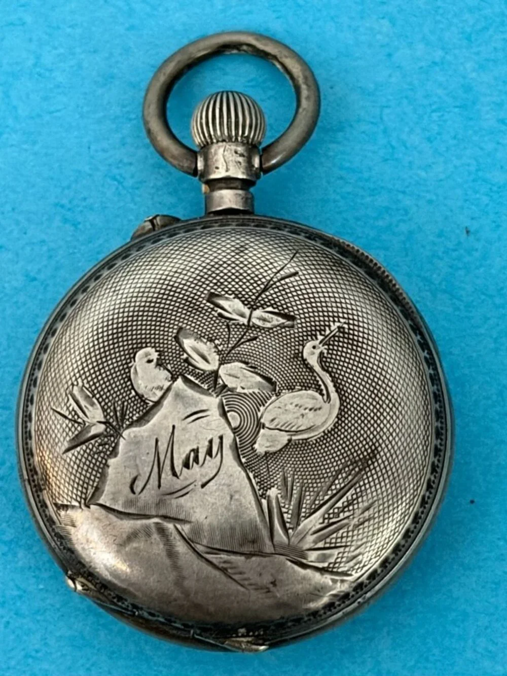 Enamel Swiss .800 Silver Case Pocket Watch Antique Engraved 4 parts / repair